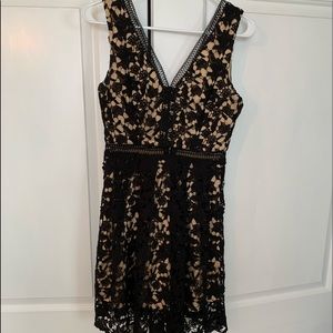 Tan and Black Lace Dress